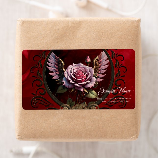 Étiquette Rose Steampunk (En situation)