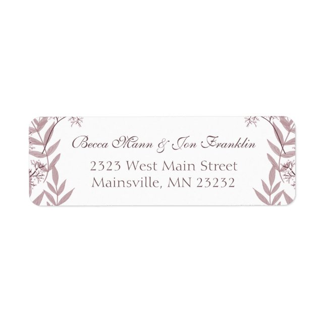 Étiquette Rose Taupe Mariage Vintage Botanique (Devant)