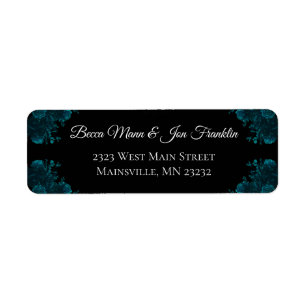 Étiquette Rose turquoise Mariage gothique noir Adresse de re