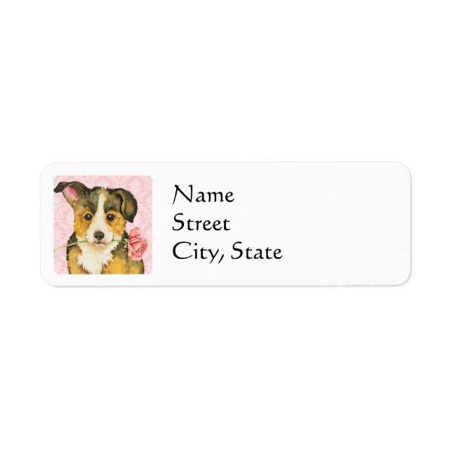 Étiquette Rose Valentin Pembroke Welsh Corgi (Devant)