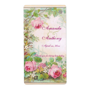 Étiquette Rose vintage Anglais Jardin Vin/Étiquette d'eau
