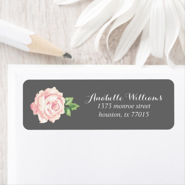 Étiquette Rose Vintage rose unique (En situation)