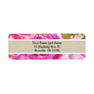 Étiquette Roseaux de rose or et violet moderne floral chic t