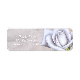 Étiquette Roses blanches douces romantiques Élégant mariage
