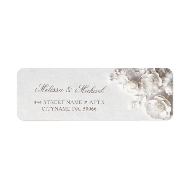 Étiquette Roses d'Ivoire Fleurs 3D |  Mariage (Devant)