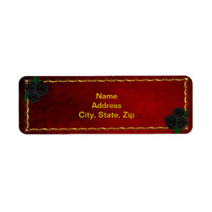 Étiquette Roses noirs gothiques sang rouge adresse du Mariag