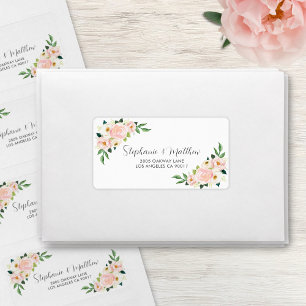 Étiquette Roses rose pâle Mariage d'aquarelle florale