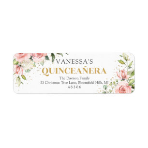 Étiquette Roses rose rose moderne or tiara 15e anniversaire