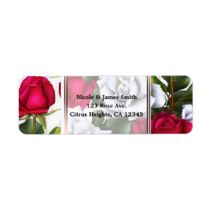 Étiquette Roses Rouges & Blanches Chic Shabby Rustique Moder