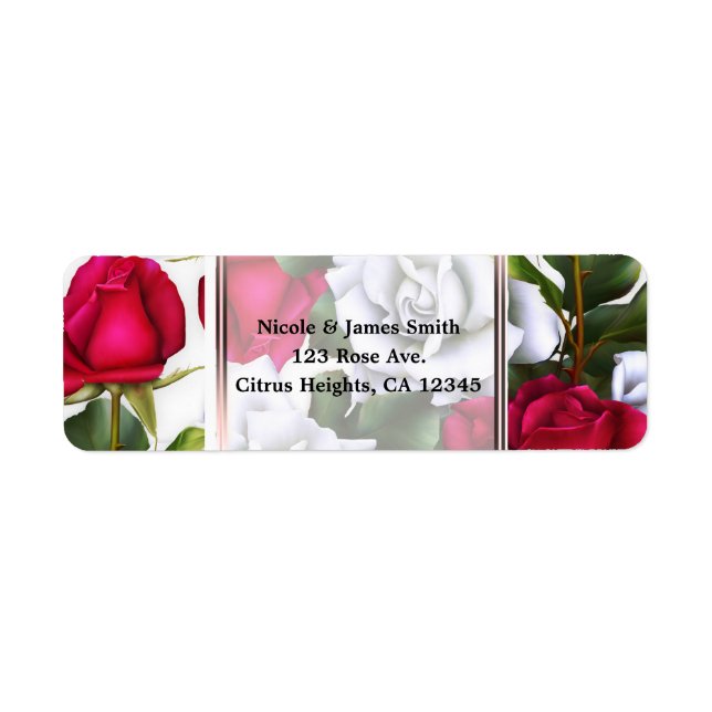 Étiquette Roses Rouges & Blanches Shabby Chic Rustique Glamo (Devant)