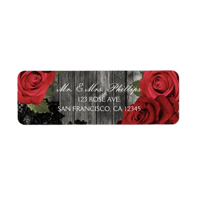 Étiquette Roses Rouges Mariage Rustique Cadeau de Faveur de  (Devant)