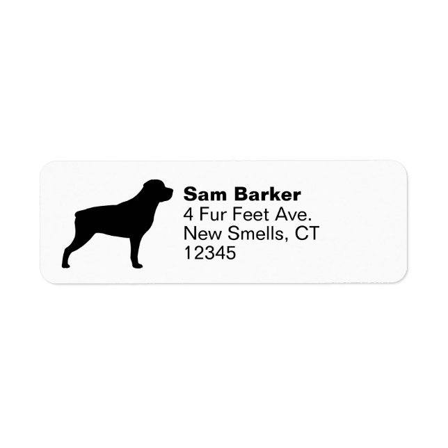 Étiquette Rottweiler Chien Silhouette Adresse de retour (Devant)