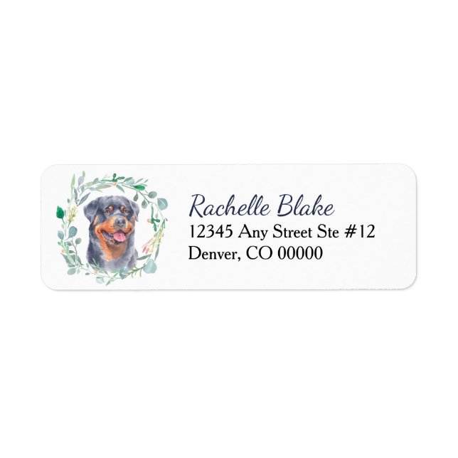 Étiquette Rottweiler Dog Wreath Adresse de retour (Devant)