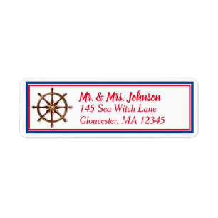 Étiquette Roue des navires nautiques - Rouge blanc et bleu A