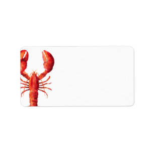 Étiquette Rouge Adresse blanche à thème du homard
