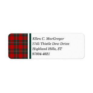 Étiquette Rouge de clan de MacGregor et tartan de Forest