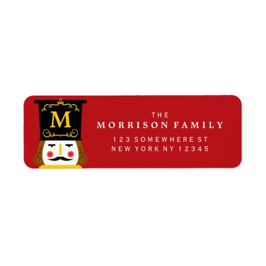 Étiquette Rouge de monogramme de casse-noix de vacances