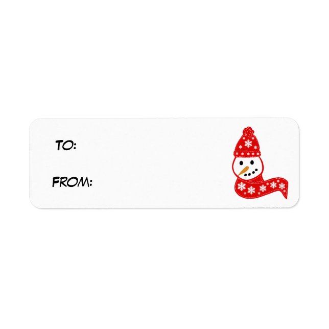 Étiquette rouge d'étiquette de cadeau de bonhomme (Devant)