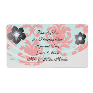 Étiquette rouge et aqua belle damas formelle