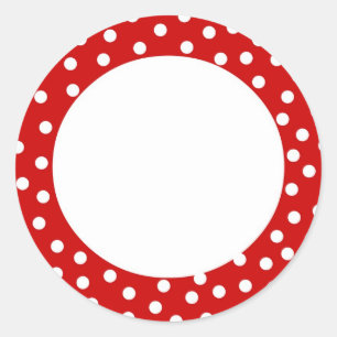 Étiquette rouge et blanc de point de polka
