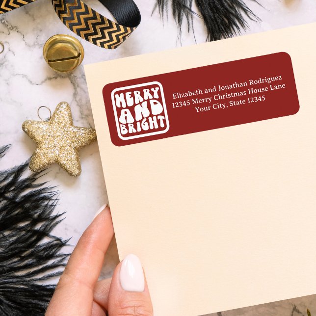 Étiquette Rouge et Blanc Rétro Gras Noël Fêtes (Créateur téléchargé)