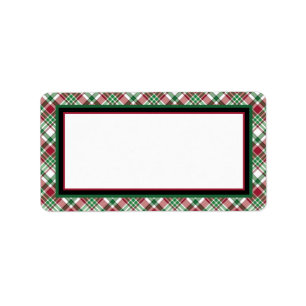 Étiquette Rouge et vert Plaid Blaid Holiday do-it-yourself I
