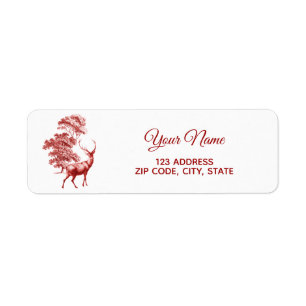 Étiquette Rouge français classique Cerf en toile en forêt