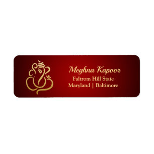 Étiquette Rouge indien élégant de Dieu de l'or Ganesh/