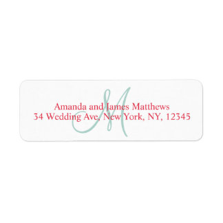 Étiquette Rouge, Monogramme vert menthe pour Mariages