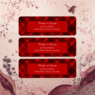 Étiquette rouge noir écossais celtique tartan mariage motif