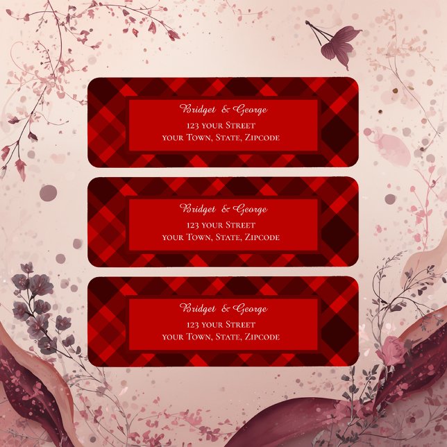 Étiquette rouge noir écossais celtique tartan mariage motif (Créateur téléchargé)