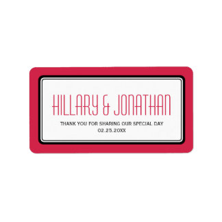 Étiquette Rouge noir rectangulaire cadre mariage en faveur é