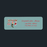 Étiquette Rouge Père Noël Baby Christmas Clothesline<br><div class="desc">Adorable Red Père Noël bébé ours de Noël avec chapeau santa sur arrière - plan vert. Un design élégant et sophistiqué. Customisez avec vos nom et adresse.</div>