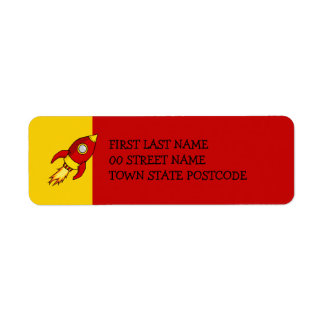 Étiquette rouge rouge jaune retour