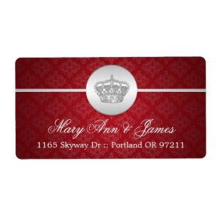 Étiquette Rouge royal de couronne d'adresse élégante de