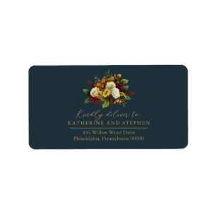 Étiquette Rouge rustique Orange Floral Bouquet Adresse RSV
