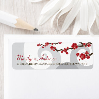 Étiquette Rouge Sakura Fleurs cerisiers fleurs Mariage