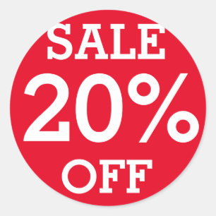 Étiquette rouge VENTE 20% DE RÉDUCTION Magasin de 