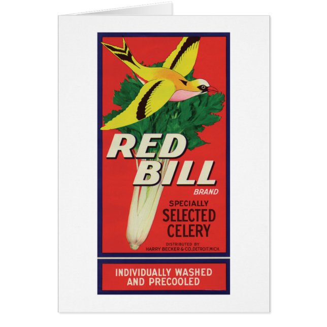 Étiquette rouge vintage de céleri de Bill (Devant)