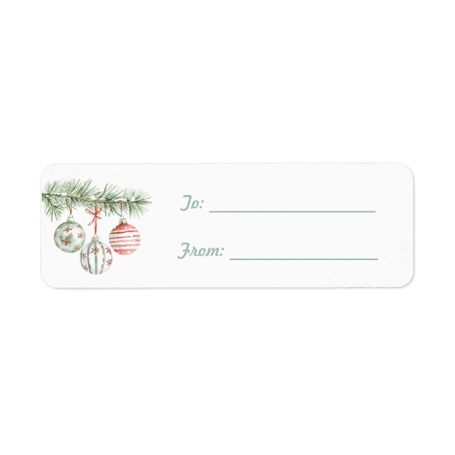 Étiquette Round Mint Red White Ornaments Christmas  (Devant)