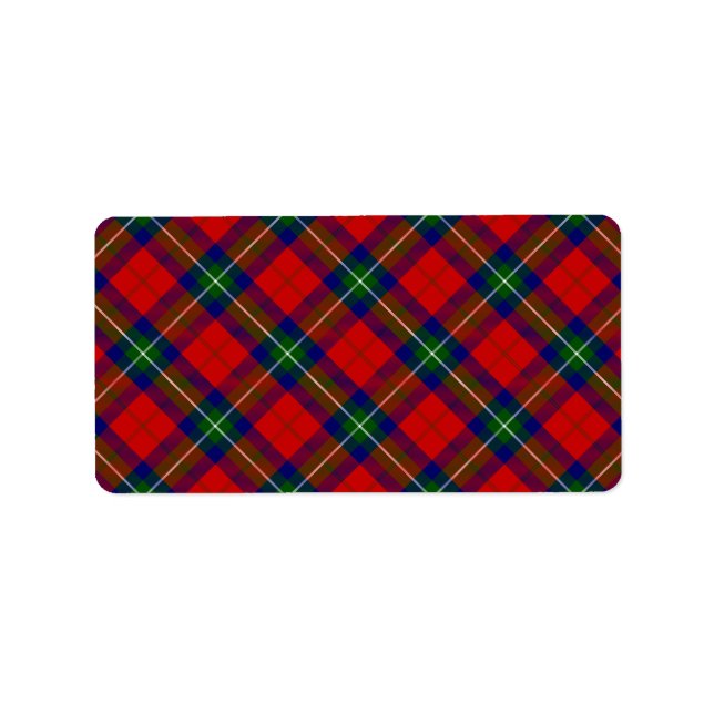 Étiquette Routhven tartan rouge vert bleu plaid (Devant)