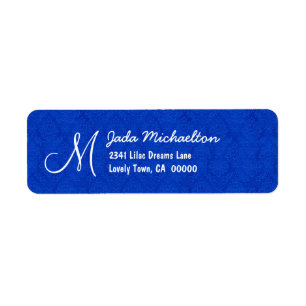 Étiquette Royal Blue Damask Monogramme M ou tout M010 initia
