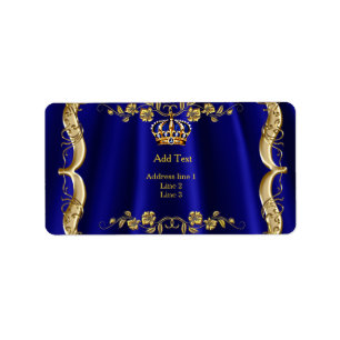 Étiquette Royal Blue Navy Mariage Gold Crown