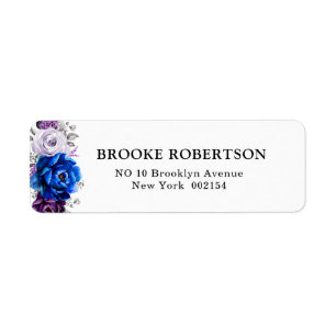 Étiquette Royal Blue Purple Marine Lilac Blooms Mariage