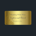 Étiquette Royal Gold Abstrait Peacock Mariage vin Favoriser<br><div class="desc">Design très élégant avec des Peacocks arrière - plan doré et abstrait or brillant pour un événement spécial mariage. Il donnera une touche unique à votre style mariage. Sois différent ! Personnalisez avec vos propres informations. Si vous devez déplacer le texte ou modifier la taille, la police ou la couleur,...</div>
