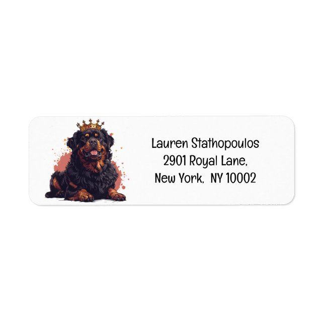 Étiquette Royal Rottweiler Dog Queen Crown (Devant)