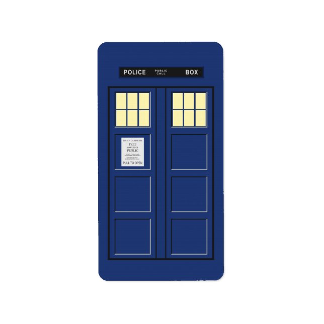 Étiquette Royaume-Uni - Blue Police Public Call Box 1 (Devant)