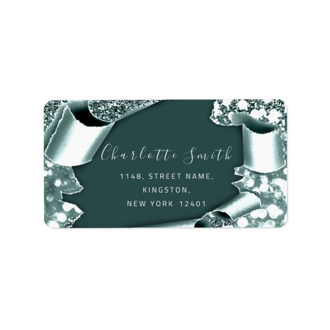 Étiquette RSVP 3D Frame Parties scintillant Rose Royal Turqu (Devant)