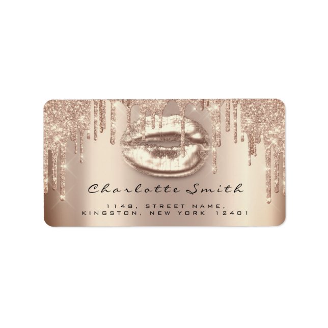 Étiquette RSVP Kiss Rose Lips Parties scintillant étincelant (Devant)