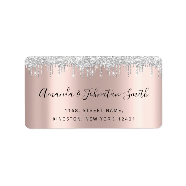 Étiquette RSVP Nouveau Mariage Adress Rose de disques gris a (Devant)